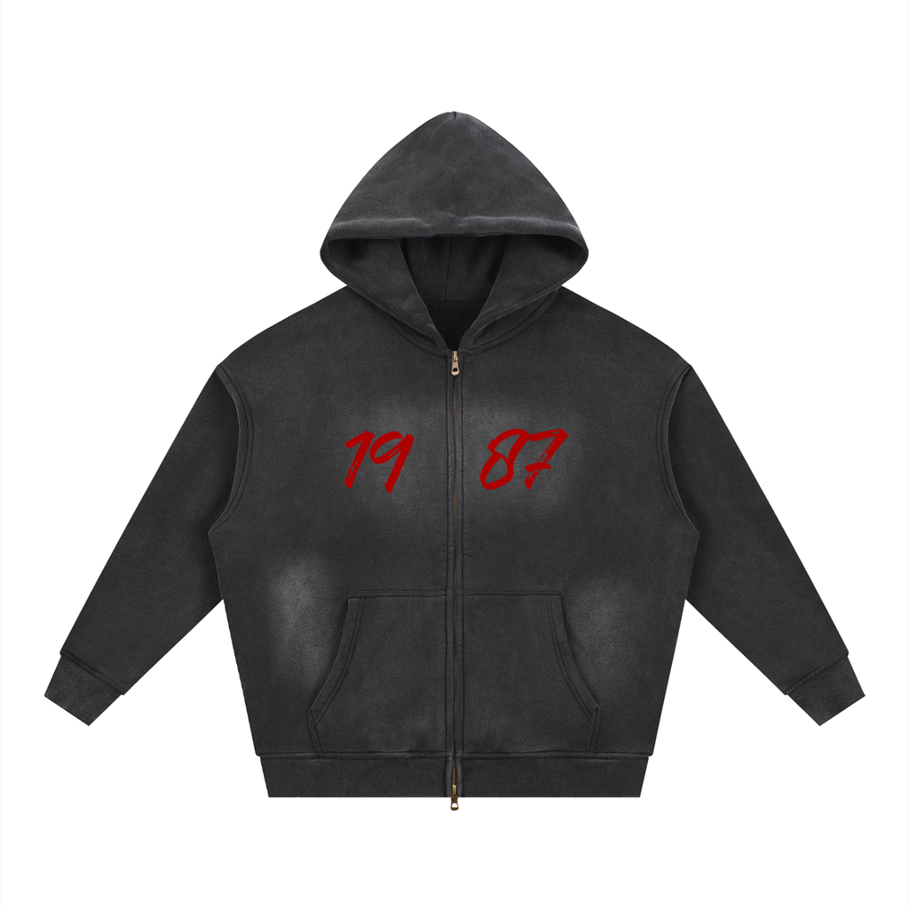 Sunfade Two-way Zipper Boxy Fleece Hoodie