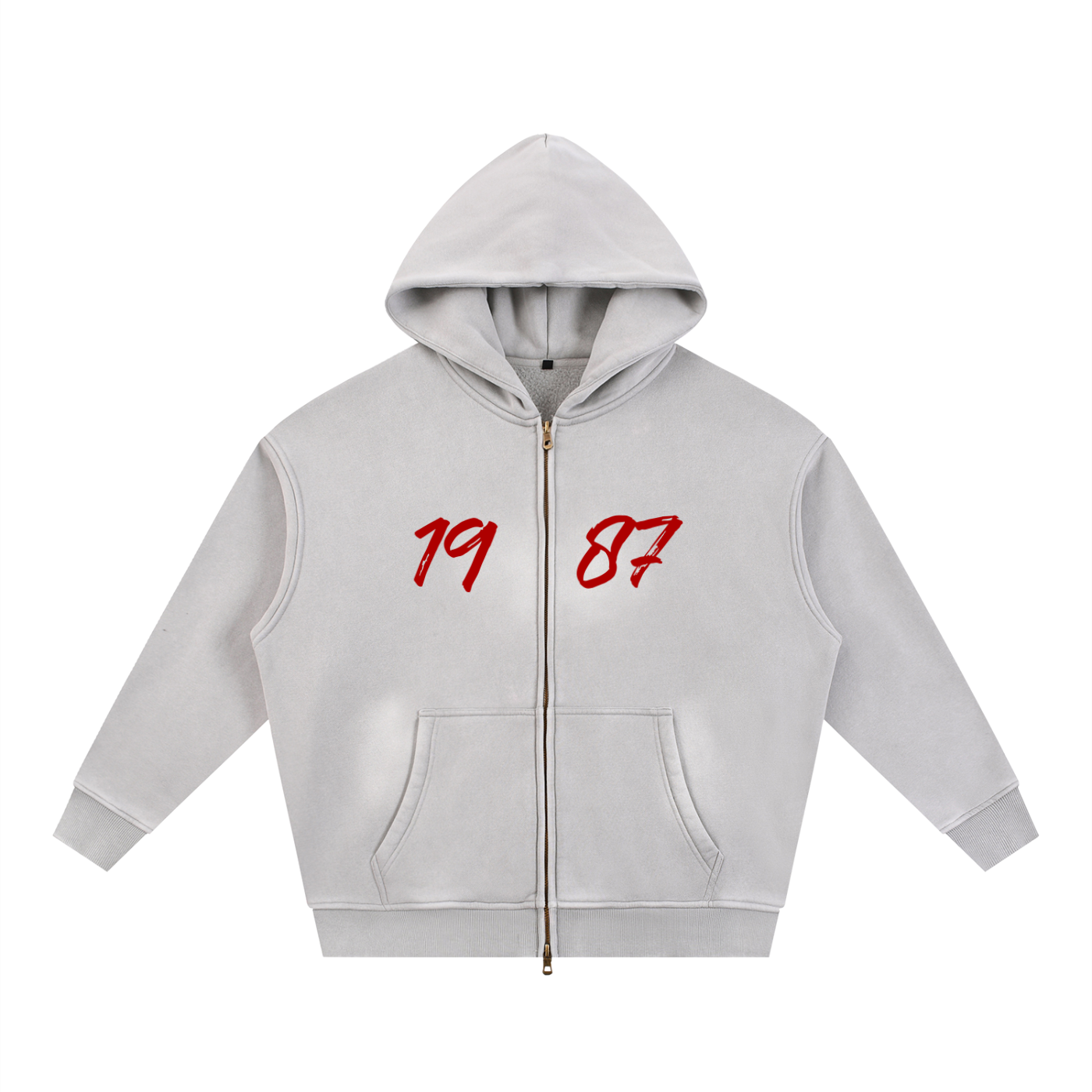 Sunfade Two-way Zipper Boxy Fleece Hoodie