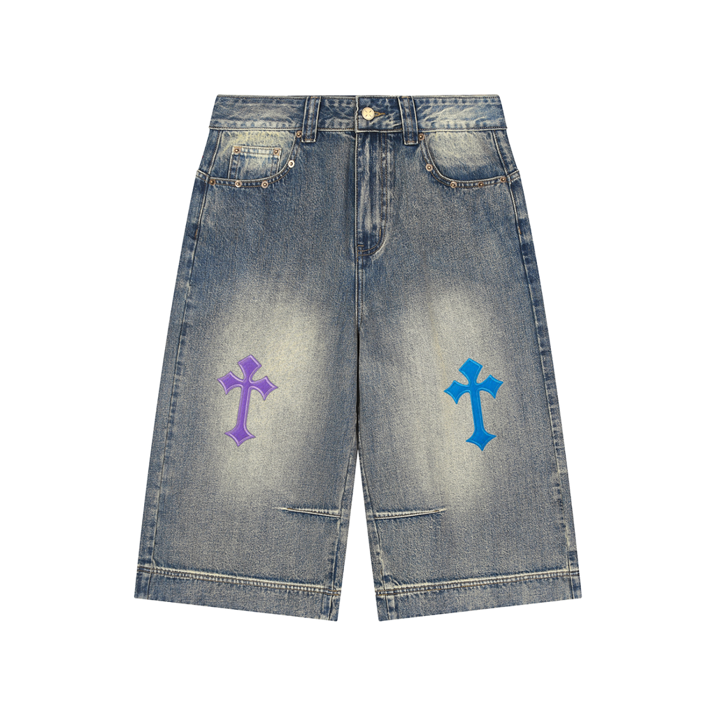 Vintage Wash Baggy Denim Shorts